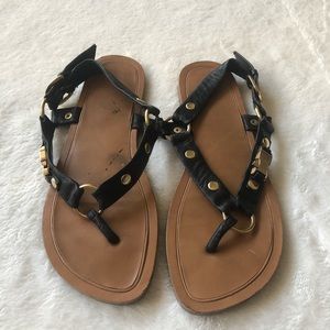 Jessica Simpson 7.5 Black & Gold Leather Sandals